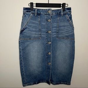 Zara Midi Denim Skirt with Buttons